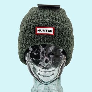 Hunter Hat Beanie Green Texture Cuffed Knit Logo Outdoor Cottagecore Minimalist